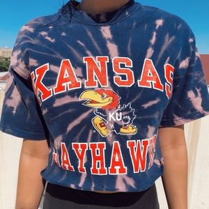 University of Kansas Cropped Shirt w/ tie dye